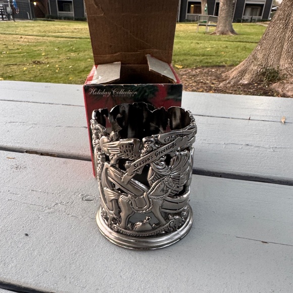 Godinger “Peace on Earth” Pewter Christmas Votive Candle Holder Holiday Collect - Picture 9 of 11